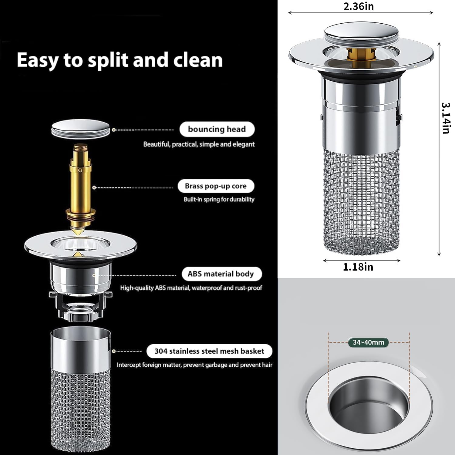 Stainless Steel Floor Drain Filter - Isolates Odors and Prevents Cockroaches