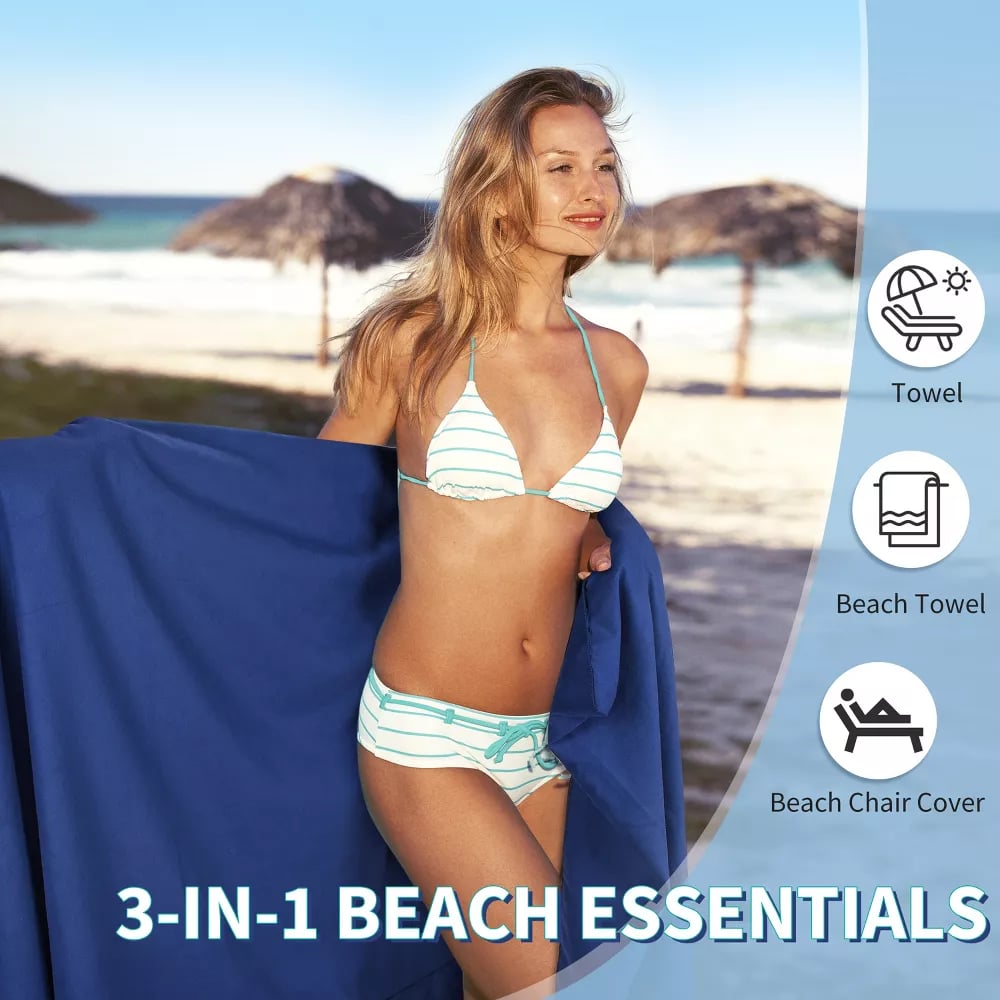 ShoreEase™ Sun Lounger Towel — Escape Sand Hassles with Instant Dry Comfort and Secure Storage