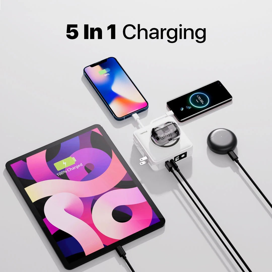 Voltair™ 5-in-1 Power Bank — Unleash All-Day Freedom with Instant, Tangle-Free Power