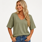 LumaLuxe™ Petal Sleeve Stretch Jersey Tee — Feel Stunningly Comfortable and Confident All Day Long