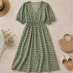 LumaLace™ V-Neck Printed Dress — Turn Heads Instantly with Effortless Comfort and Flawless Fit