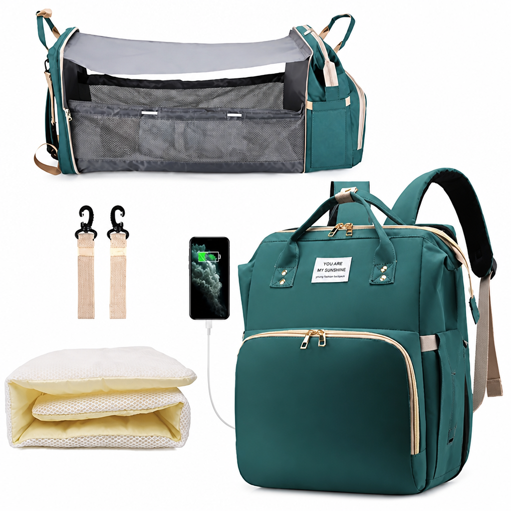 NurtureNest™ — Feel ready for every outing with baby’s essentials, bed, and changing mat in one bag
