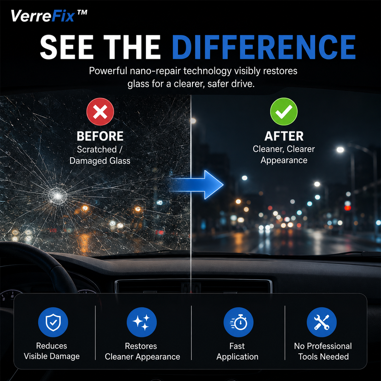 VerreFix™ | Repareer eenvoudig scheuren en krassen