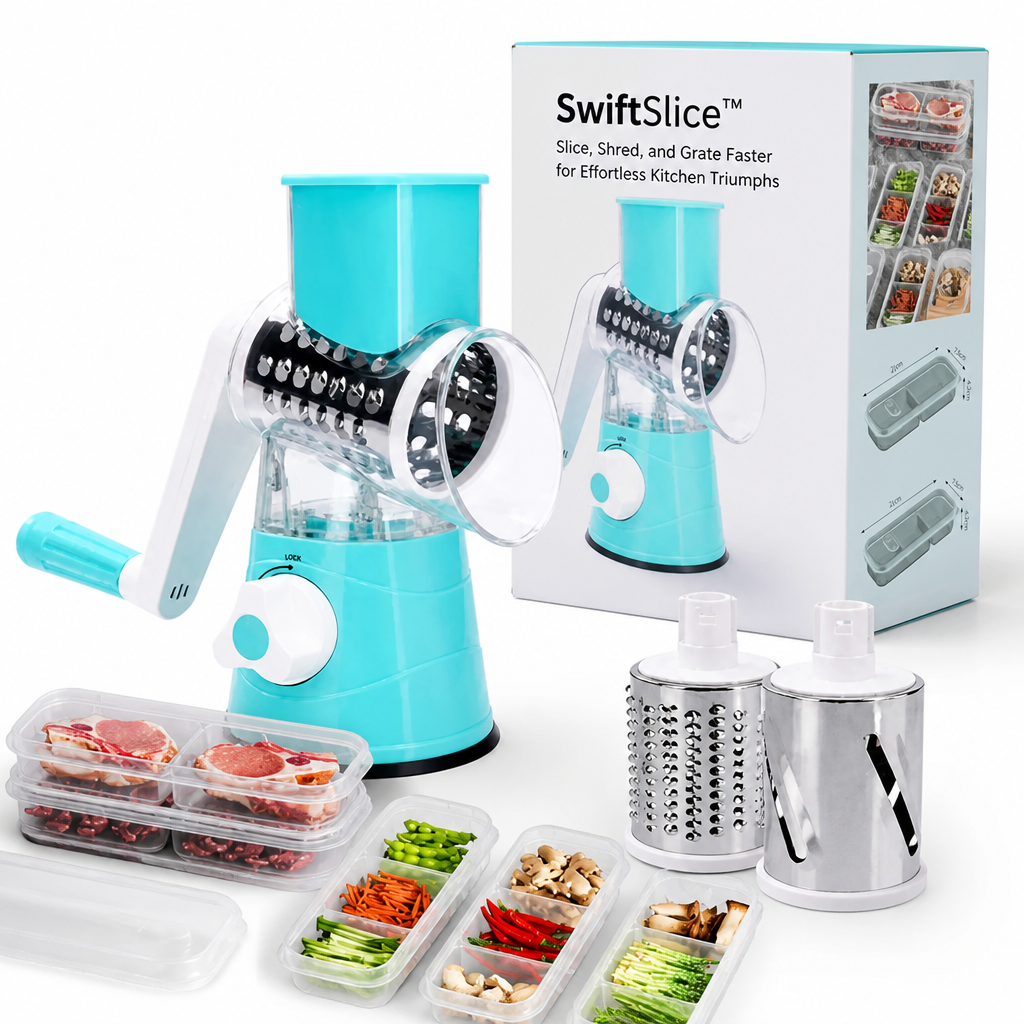 SwiftSlice™ — Slice, Shred, and Grate Faster for Effortless Kitchen Triumphs