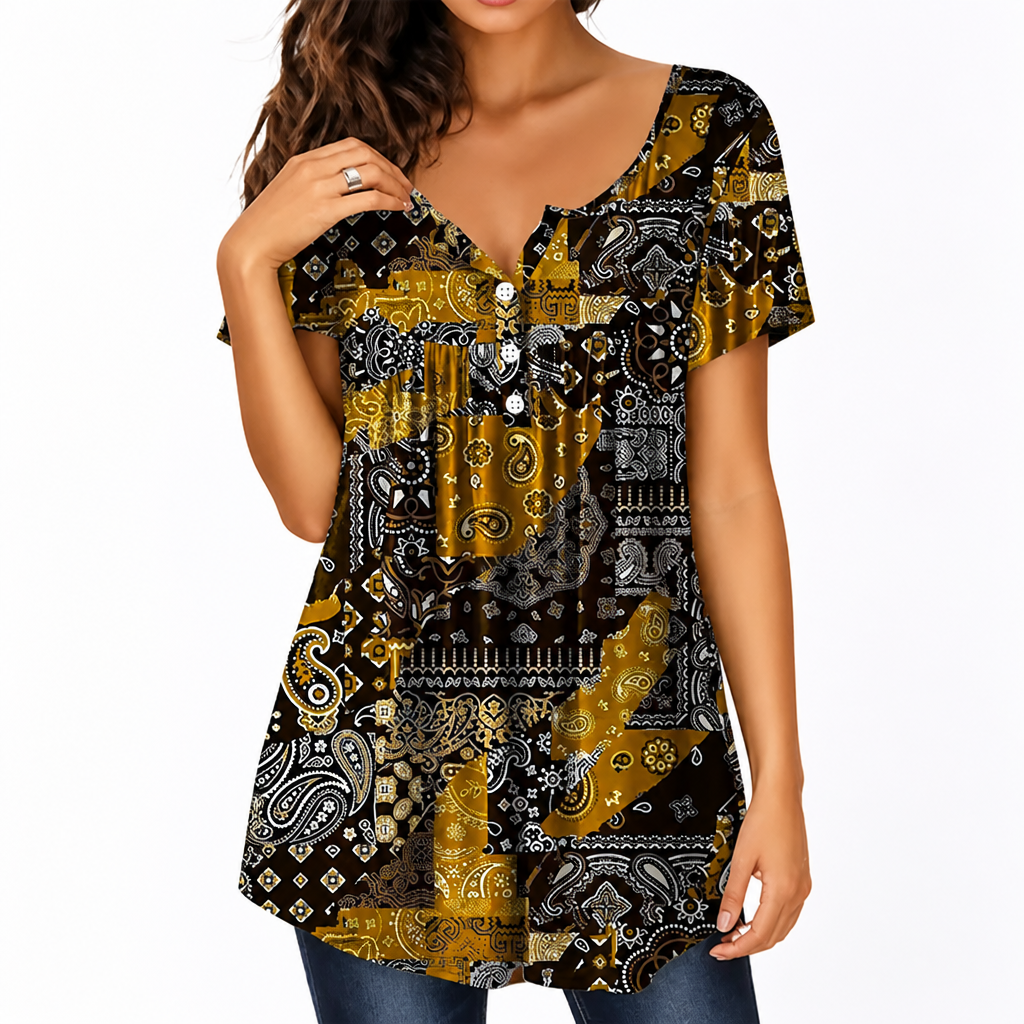 CelestaCharm™ V-Neck Top — Breeze Through Your Day in Effortless Cool Confidence