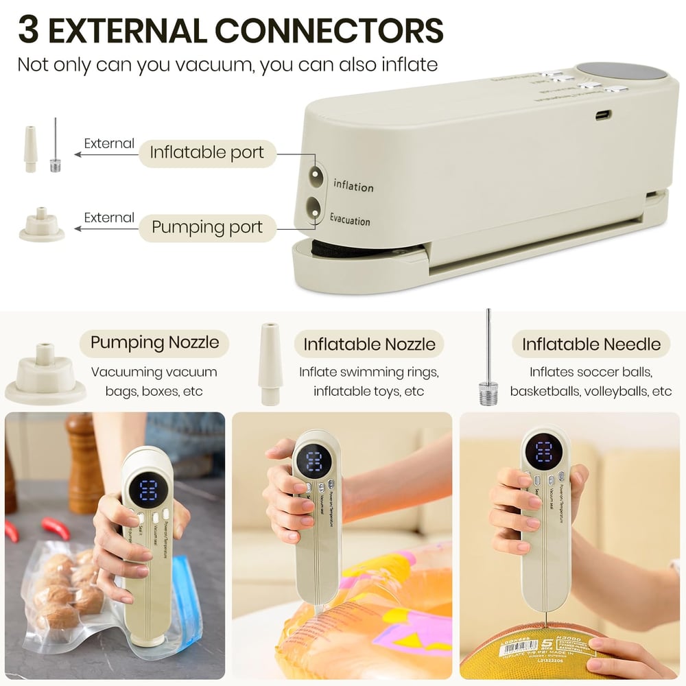 3-in-1 Wireless Mini Vacuum Sealer - Keep Food Fresh & More