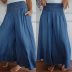 AlturaMist™ Wide-Leg High-Waist Smocked Denim Trousers — Command Attention with Effortless Comfort and Flawless Shape