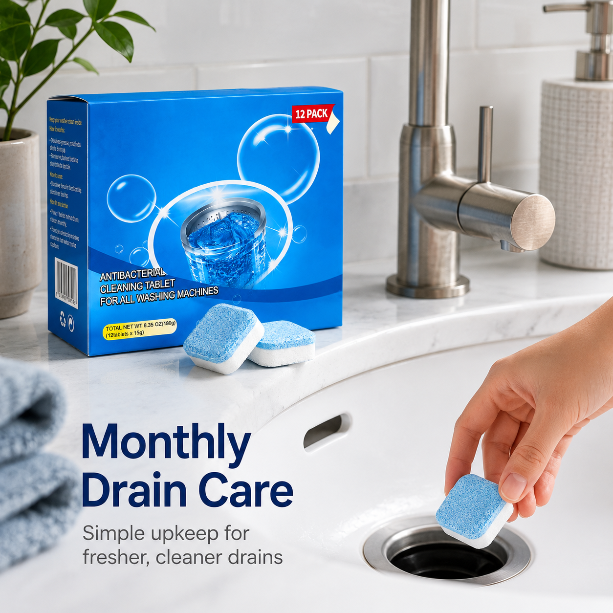 FlowFreez™ Drain Rescue Tablets — End Drain Hassles and Enjoy Year-Round Freshness with Zero Effort