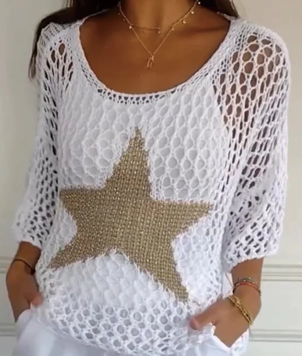 VivaLuxe™ Round Neck Hollow Crochet Tops — Radiate Cool Confidence and Timeless Charm All Day