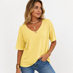 LumaLuxe™ Petal Sleeve Stretch Jersey Tee — Feel Stunningly Comfortable and Confident All Day Long