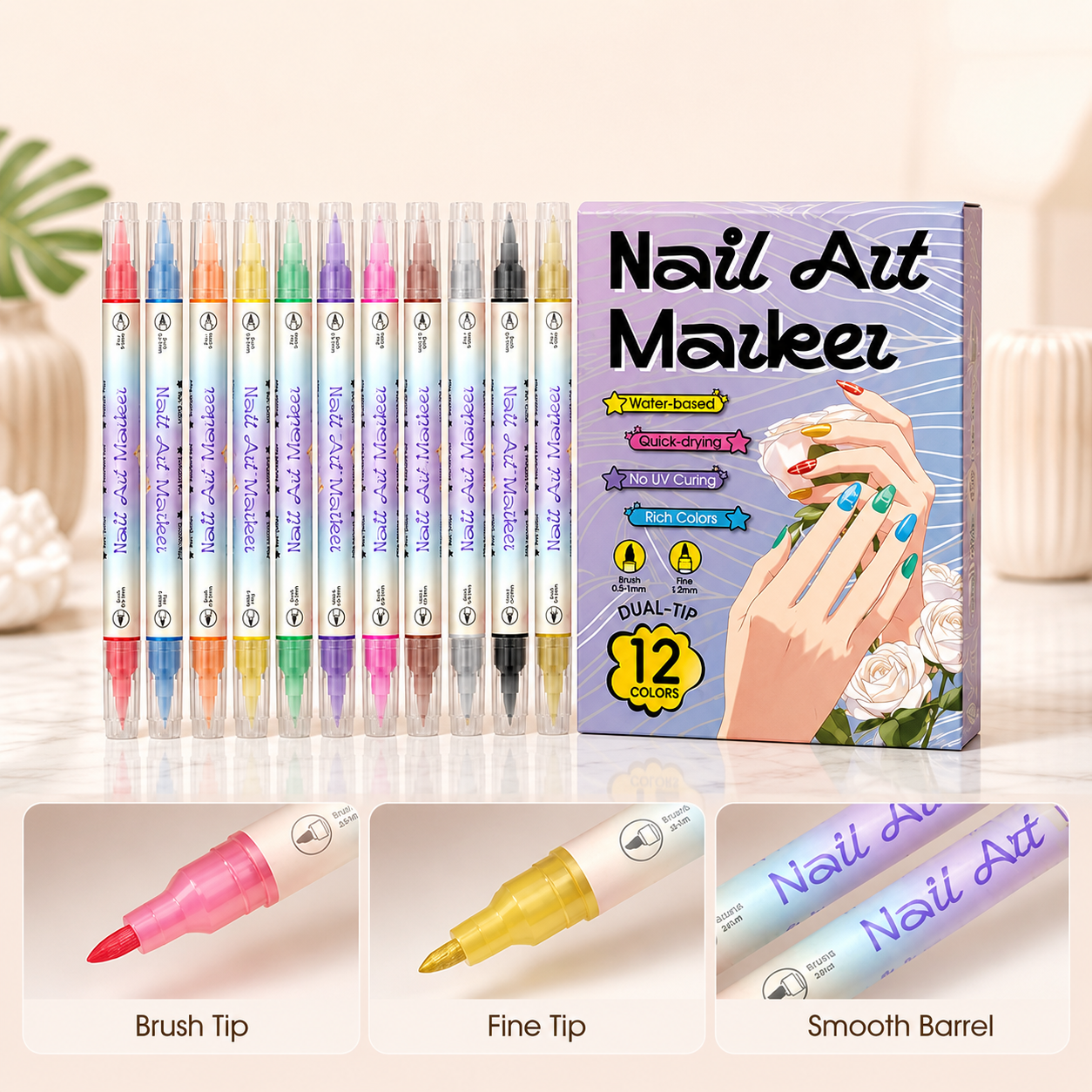VividMuse™ Dual-Tip Nail Art Pens — Unleash Stunning, Smudge-Free Nails That Demand Attention