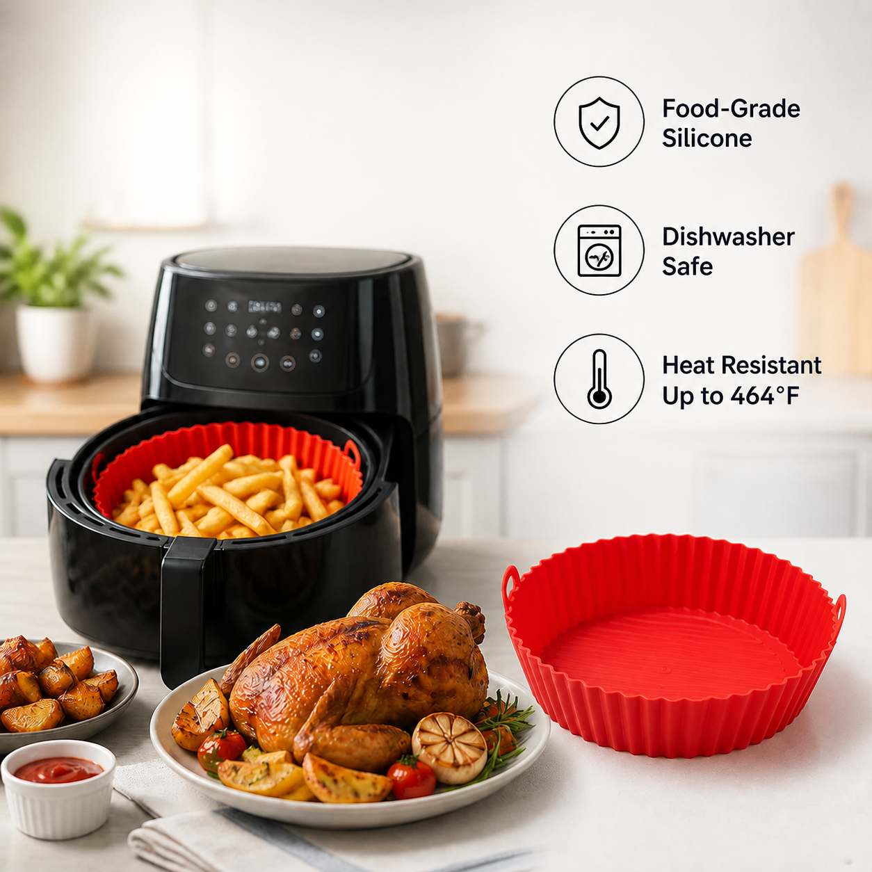 FlexiChef™ Silicone Air Fryer Liner — Slash Cleanup Time and Enjoy Perfectly Crisp, Healthy Meals Every Day