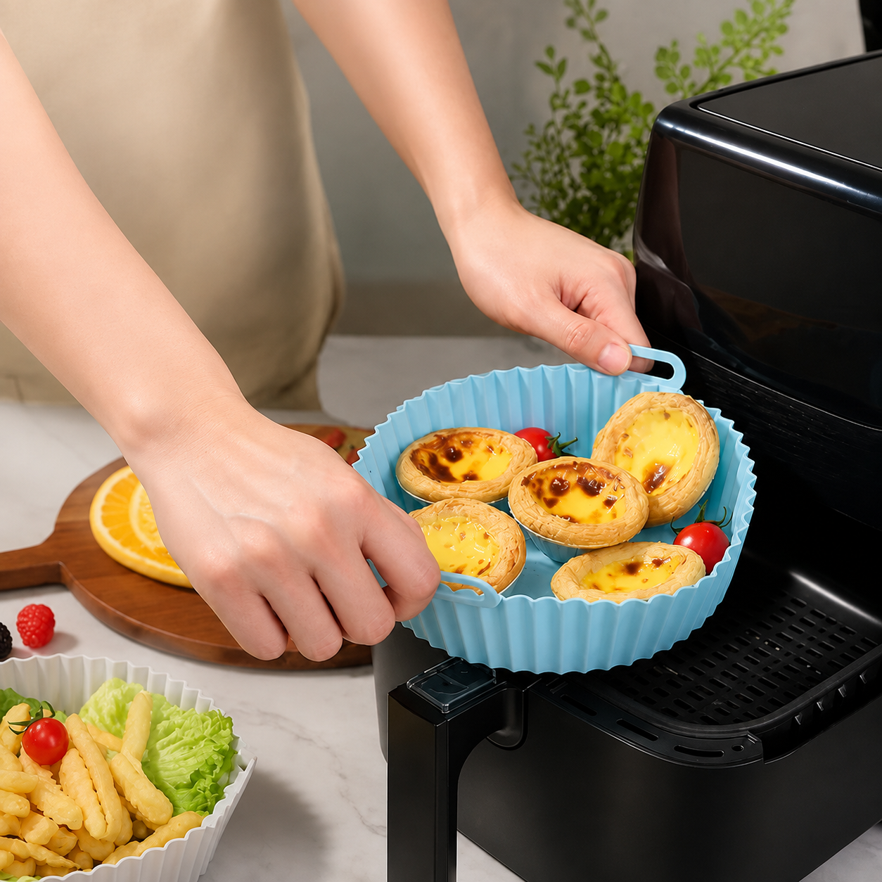 FlexiChef™ Silicone Air Fryer Liner — Slash Cleanup Time and Enjoy Perfectly Crisp, Healthy Meals Every Day