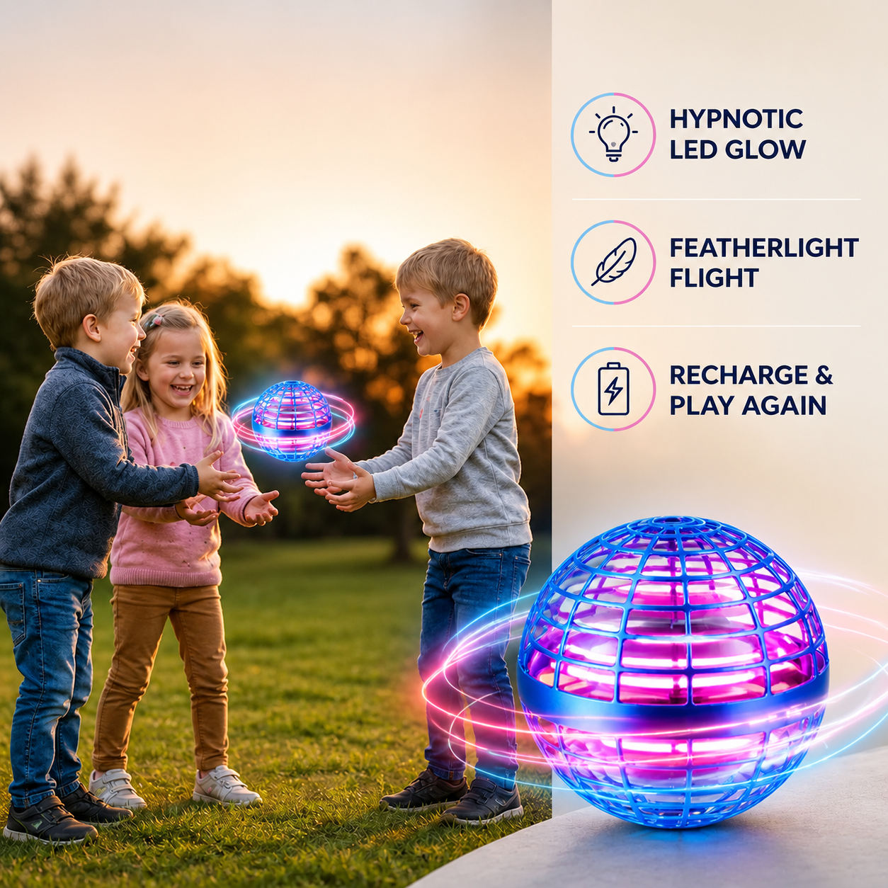 HypnoGlow™ Hover Ball — Ignite Every Play with Mesmerizing Light and Effortless Flight