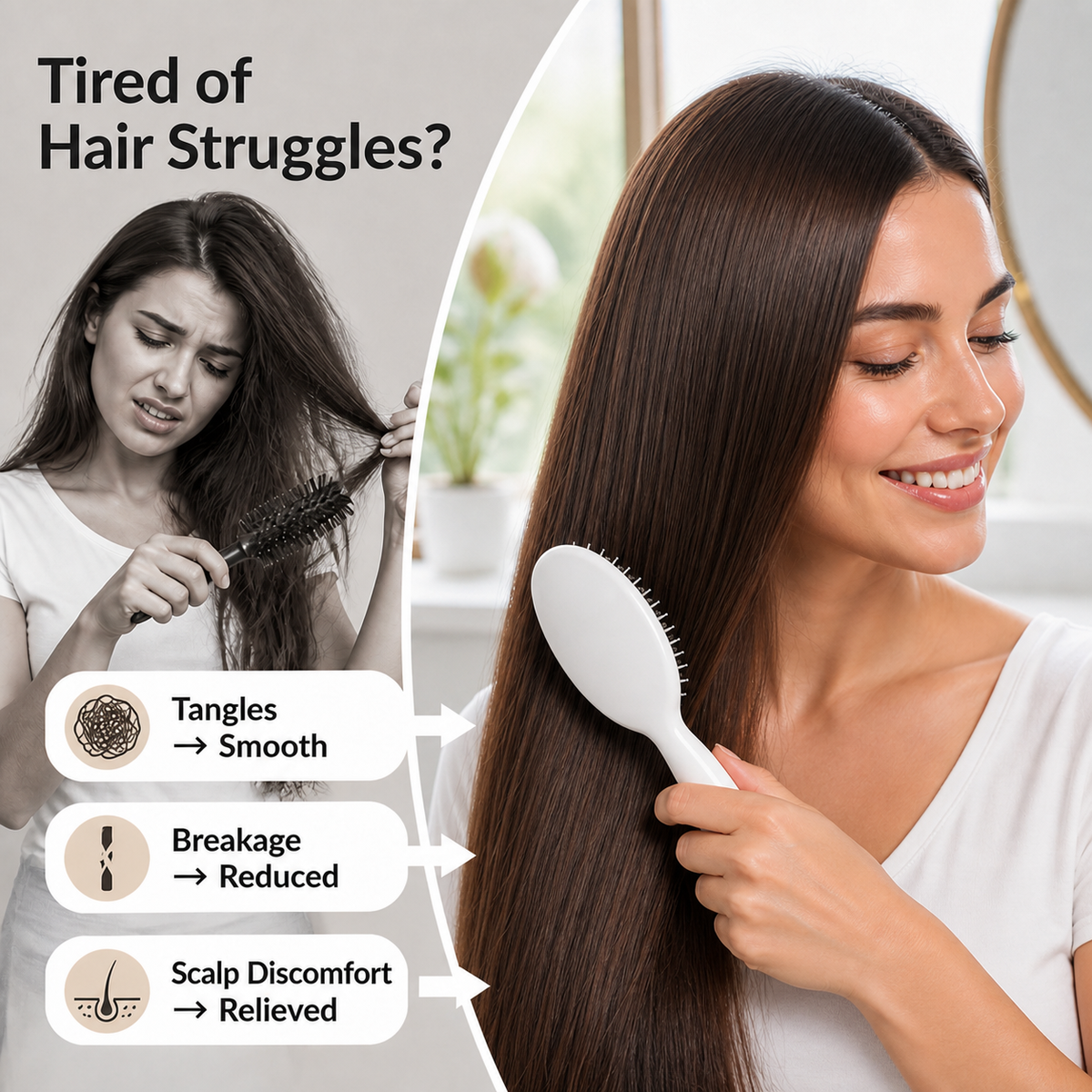 LuxeSilk™ Paddle Brush — Effortless Smoothness That Makes Your Hair Shine With Confidence