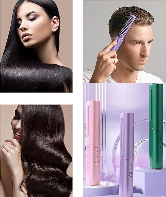 Straightening Comb Plus, Portable Hair Dryer and Straightener Brush