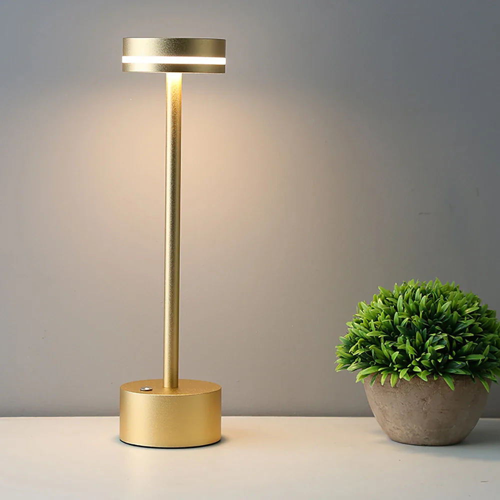 USB oplaadbare tafellamp Touch schakelaar aluminium licht drie kleuren dimmen slaapkamer nachtkastje licht 