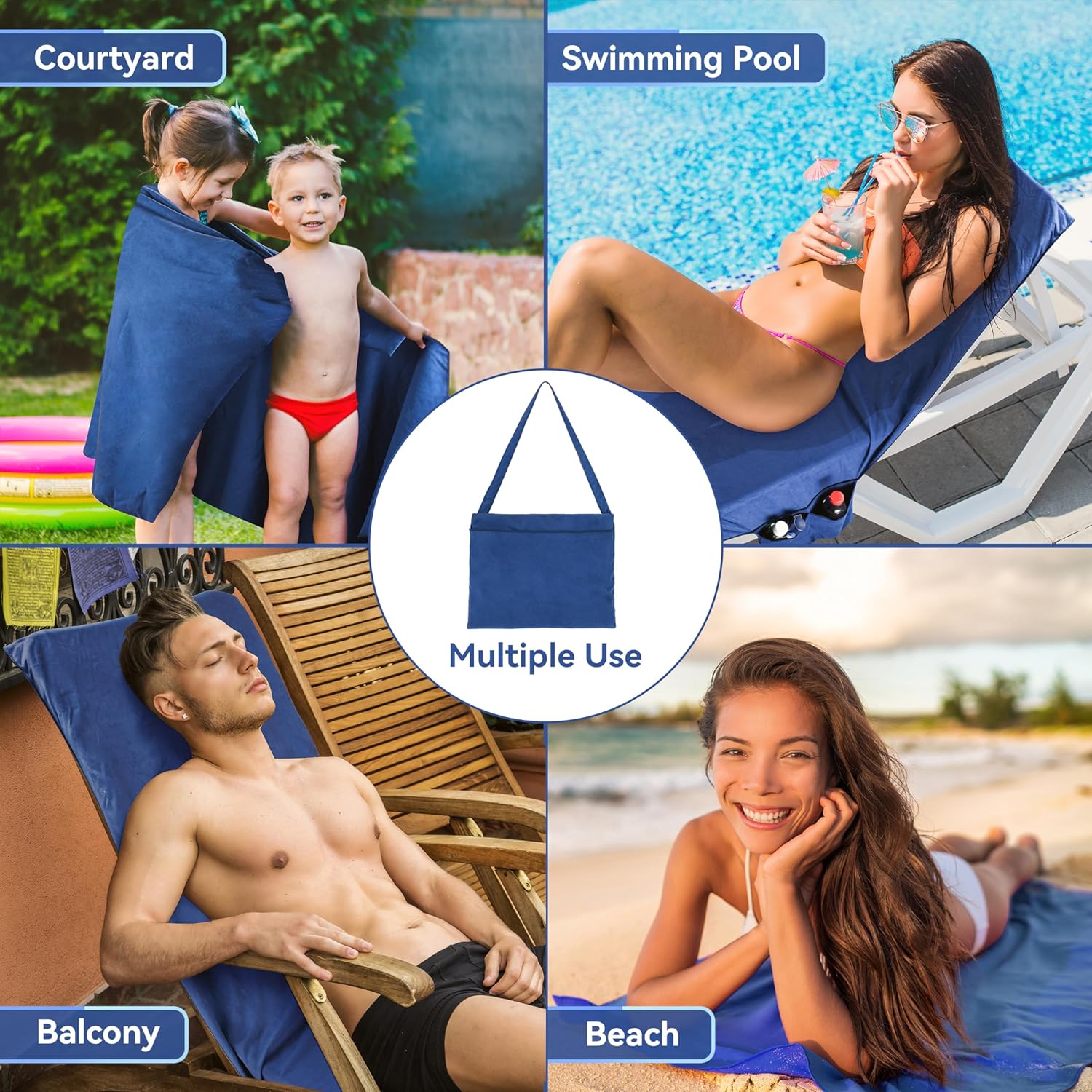 ShoreEase™ Sun Lounger Towel — Escape Sand Hassles with Instant Dry Comfort and Secure Storage