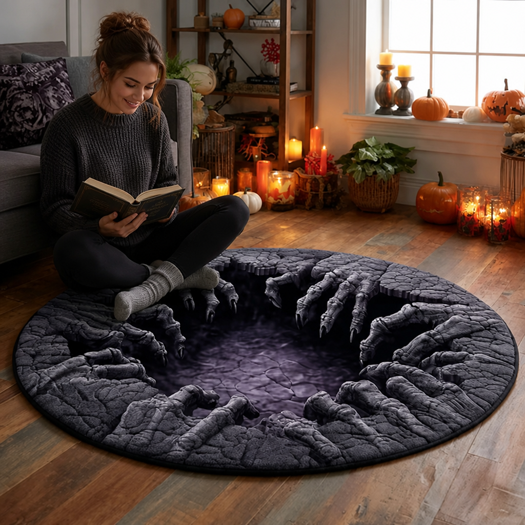 VortiGlow™ Quilted Round Rug — Command Every Step With Hypnotic Halloween Magic