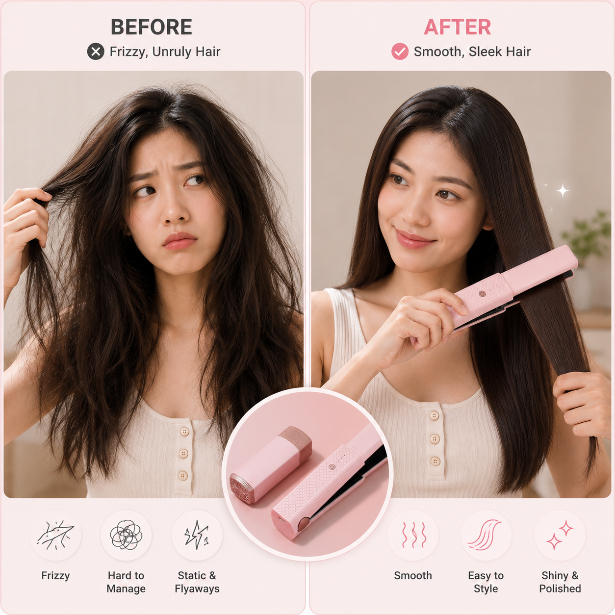 VayaGlide™ Mini Straightener — Pocket-Sized Power for Flawless Hair Anytime, Anywhere