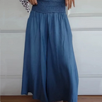 AlturaMist™ Wide-Leg High-Waist Smocked Denim Trousers — Command Attention with Effortless Comfort and Flawless Shape