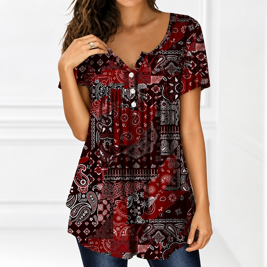 CelestaCharm™ V-Neck Top — Breeze Through Your Day in Effortless Cool Confidence