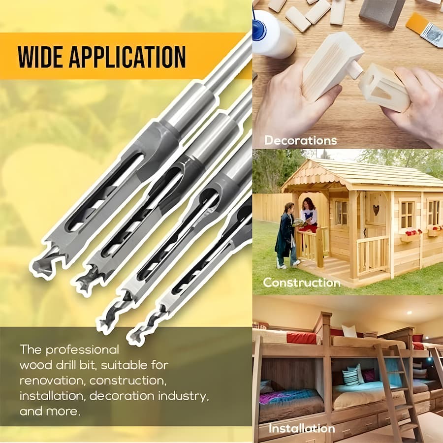 SharpEdgePro™ Hollow Chisel Bit — Achieve Flawless Square Holes That Make Your Woodwork Shine