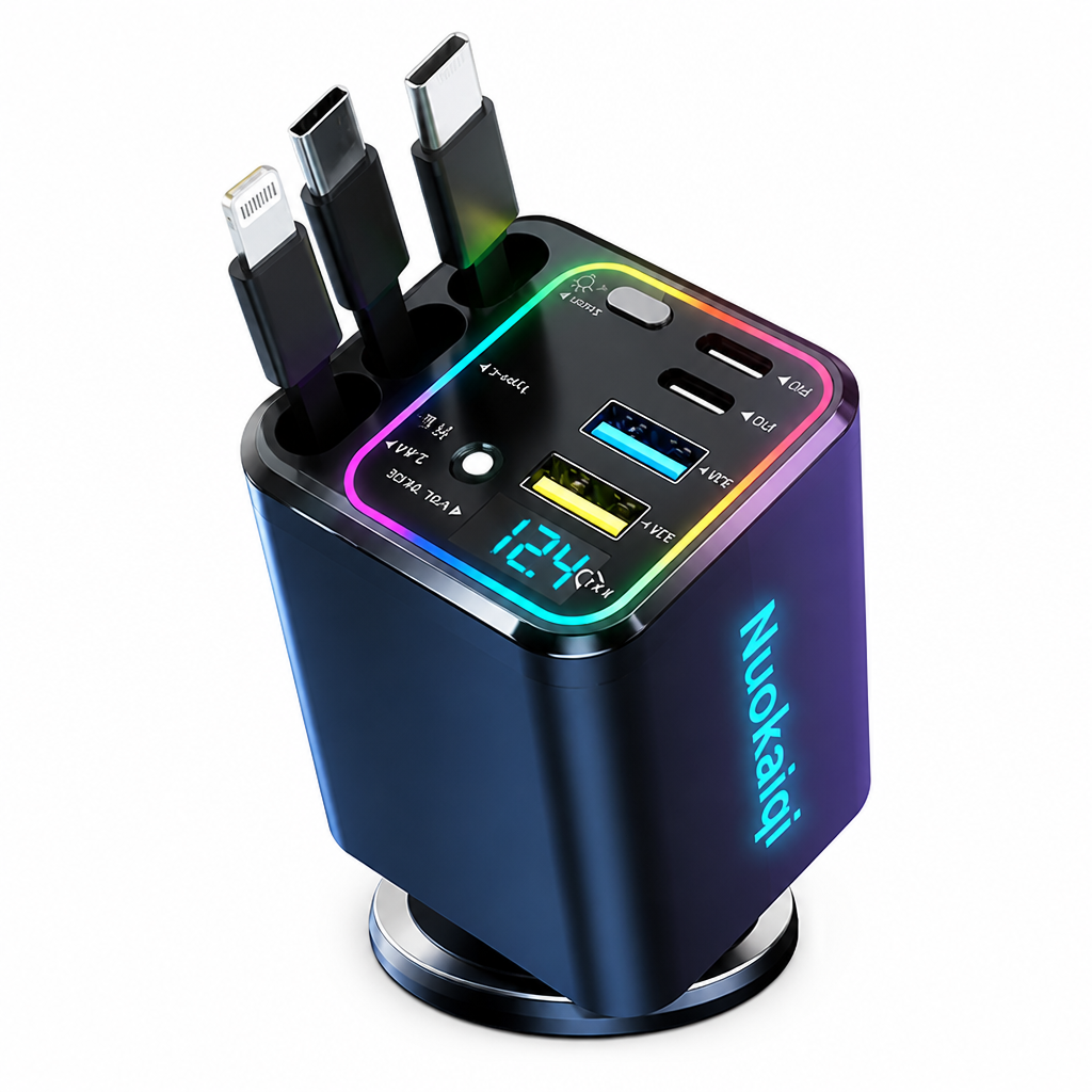 JetVolt™ 7-in-1 Retractable Car Charger — Power Every Device Fast Without the Mess or Stress