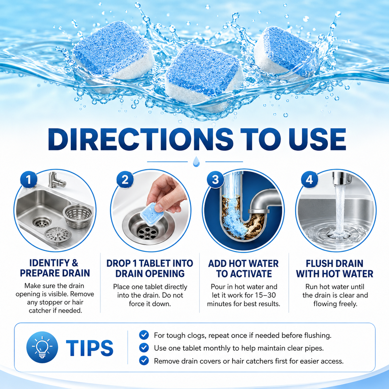 FlowFreez™ Drain Rescue Tablets — End Drain Hassles and Enjoy Year-Round Freshness with Zero Effort