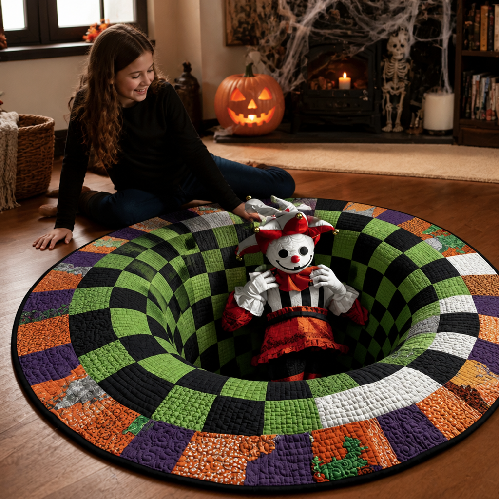 VortiGlow™ Quilted Round Rug — Command Every Step With Hypnotic Halloween Magic