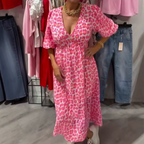 LumaLuxe™ V-Neck Printed Dress — Unleash Your Radiance with Flattering Comfort and Head-Turning Style