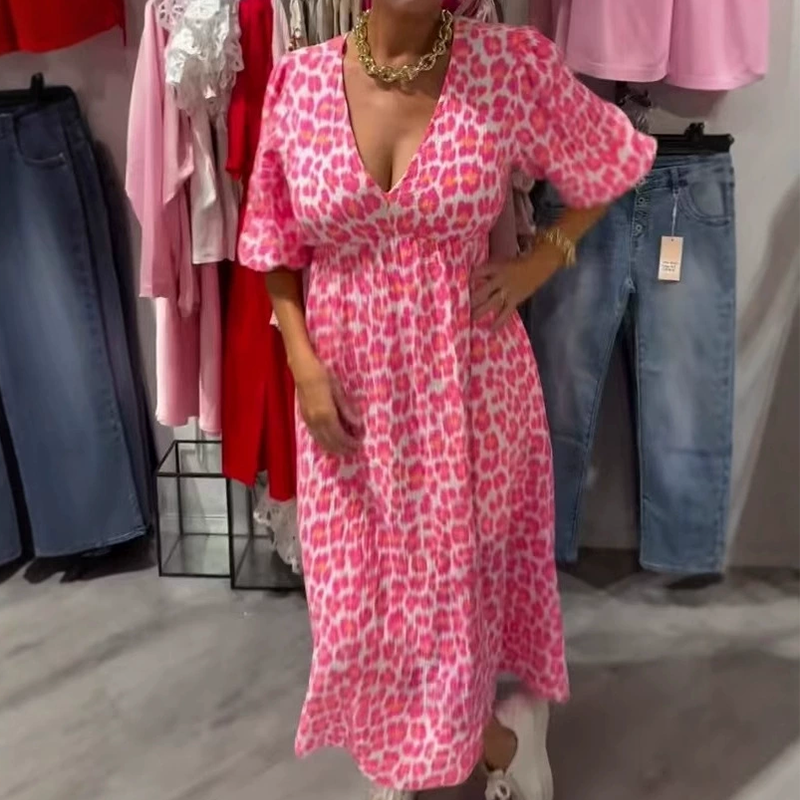 LumaLuxe™ V-Neck Printed Dress — Unleash Your Radiance with Flattering Comfort and Head-Turning Style