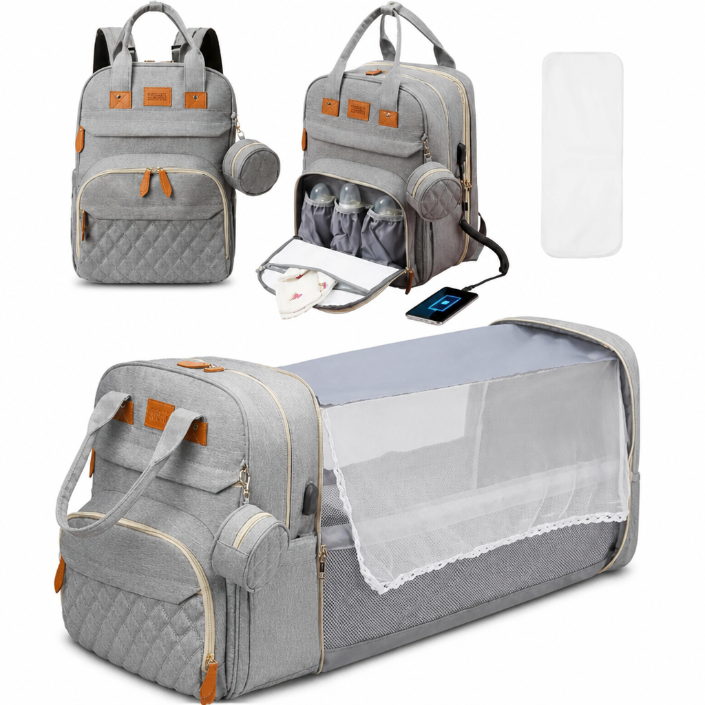 NurtureNest™ — Feel ready for every outing with baby’s essentials, bed, and changing mat in one bag