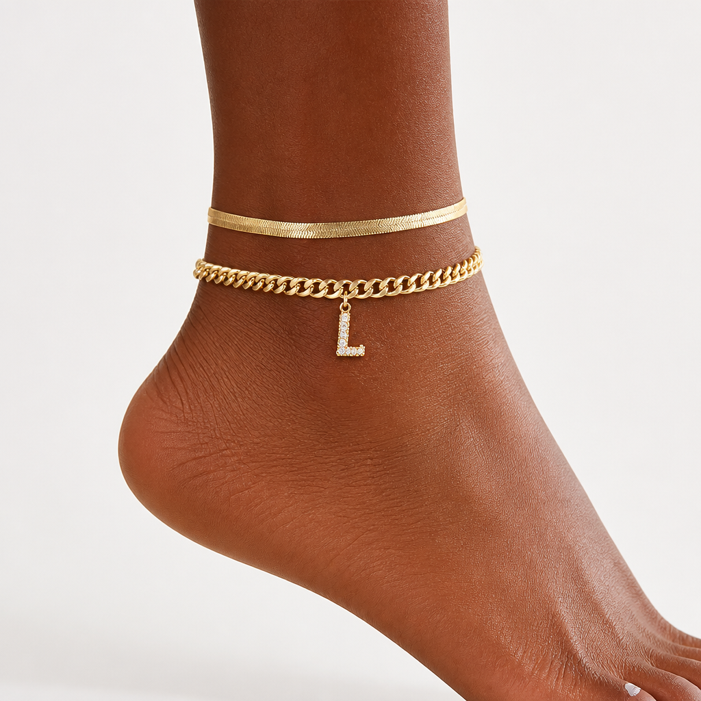 LumeaCharm™ Gold Initial Anklets — Wear Your Unique Story with Effortless Grace