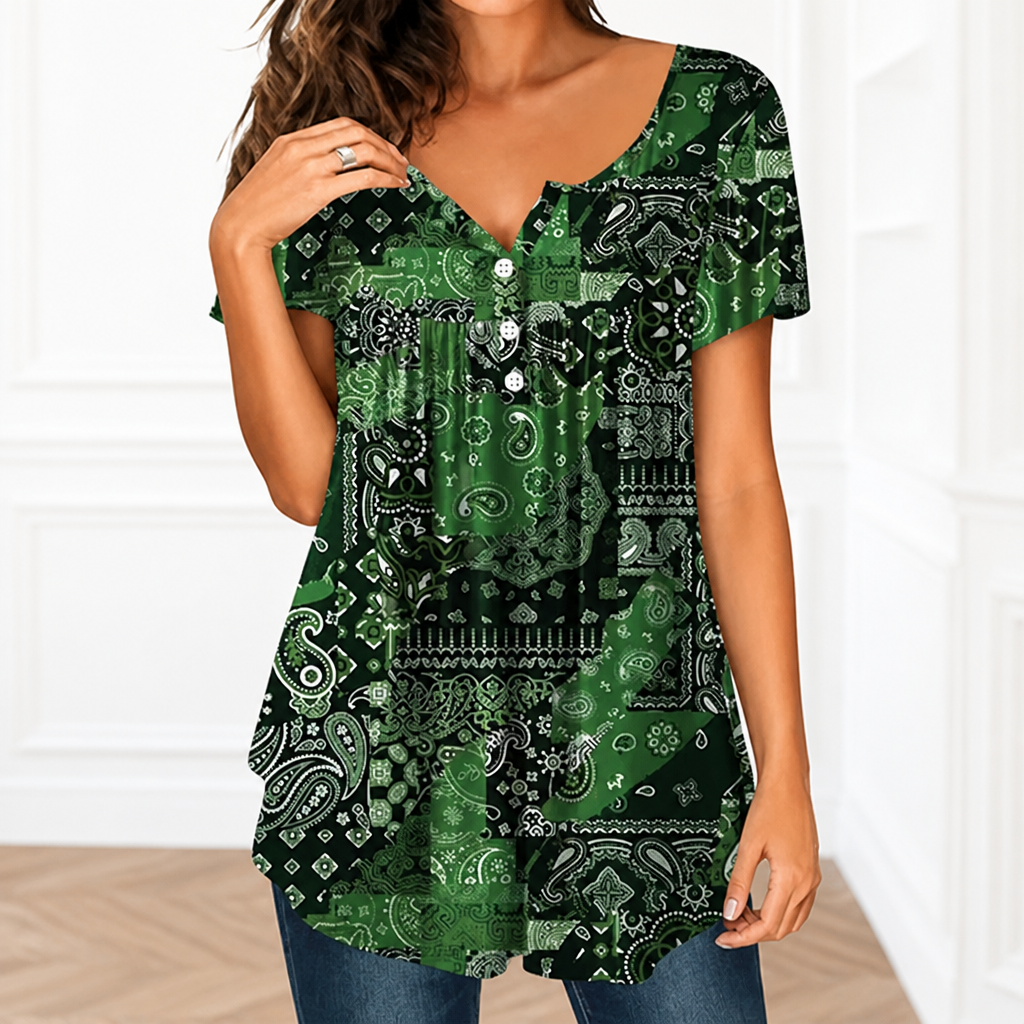 CelestaCharm™ V-Neck Top — Breeze Through Your Day in Effortless Cool Confidence