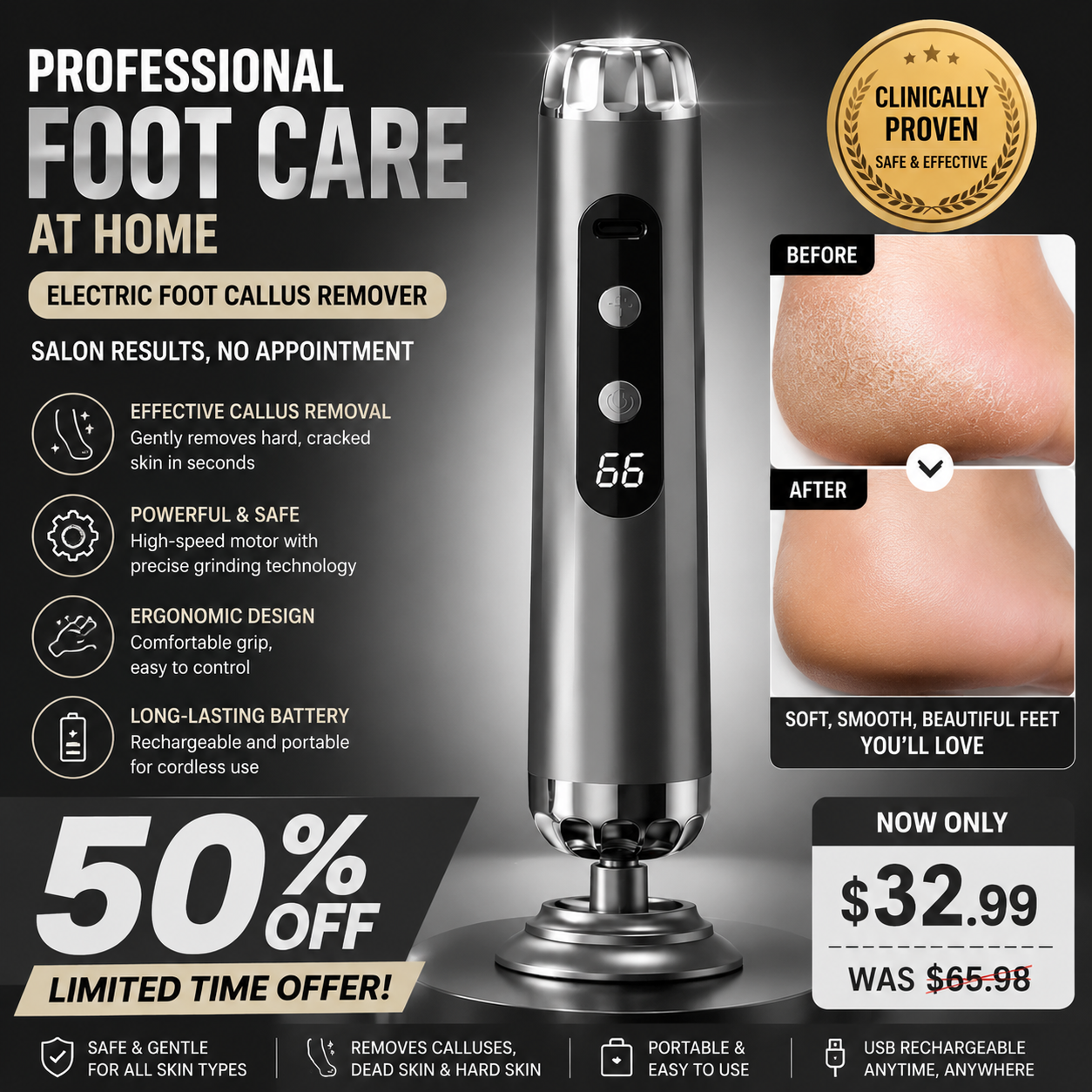 VelvaSilk™ Foot Resurfacer — Instantly Unleash Baby-Soft Feet You’ll Crave to Show Off