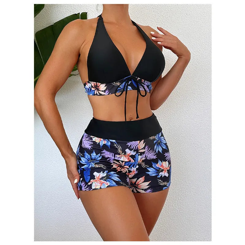 LuminaWave™ Floral Backless Shorty Bikini Set — Own Your Curves and Radiate Unstoppable Confidence