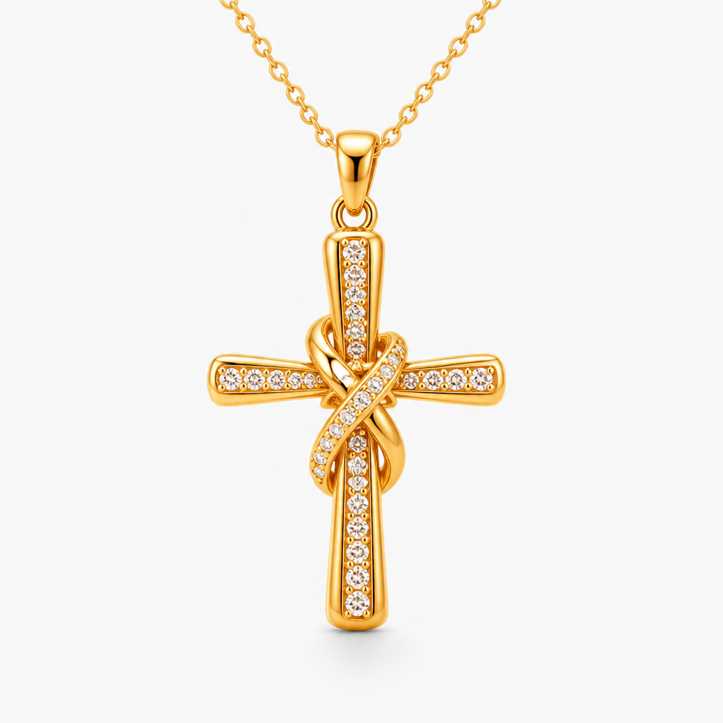Aurellié™ Gold Knot Cross Necklace — Wear Confidence That Lights Up Every Room