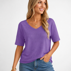 LumaLuxe™ Petal Sleeve Stretch Jersey Tee — Feel Stunningly Comfortable and Confident All Day Long