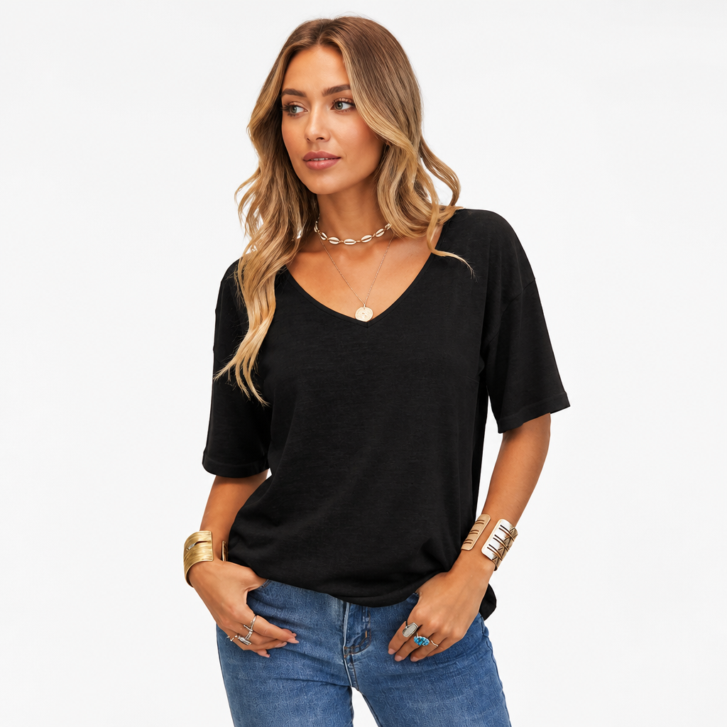 LumaLuxe™ Petal Sleeve Stretch Jersey Tee — Feel Stunningly Comfortable and Confident All Day Long