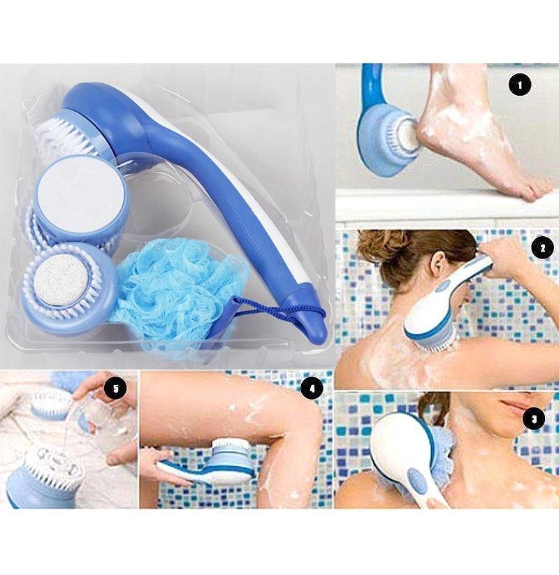Brosse de douche électrique 5 en 1 pour le nettoyage et le massage du bain