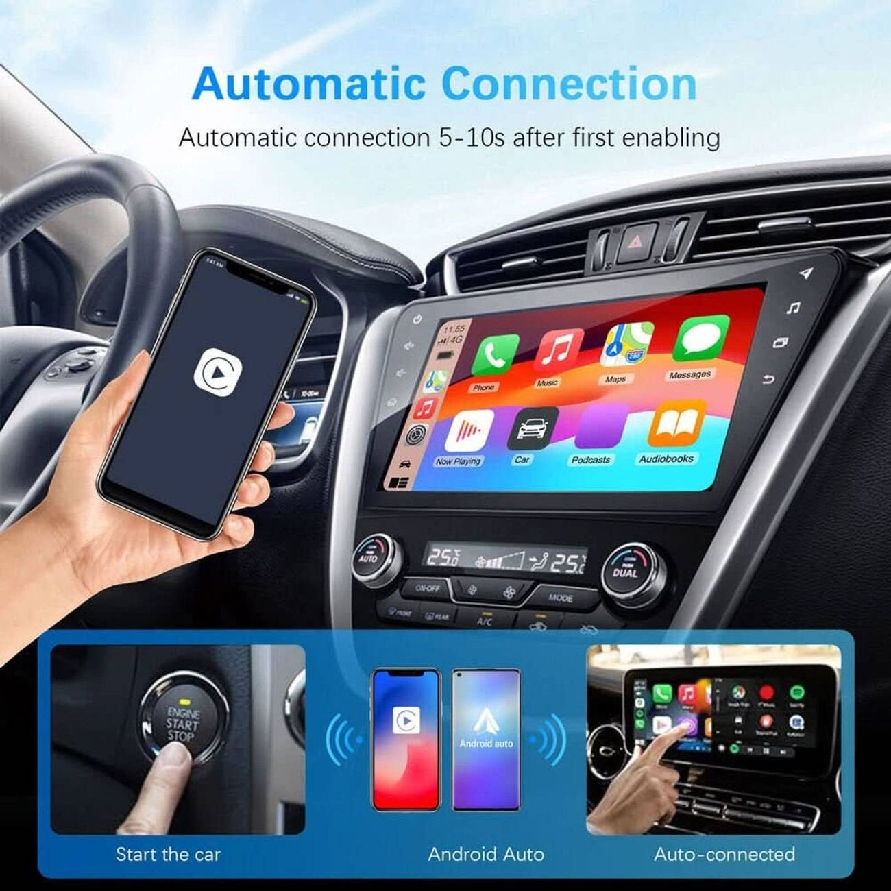 Connectra™ Wireless Car Adapter — Enjoy Total Freedom with Effortless, Hands-Free Driving Control