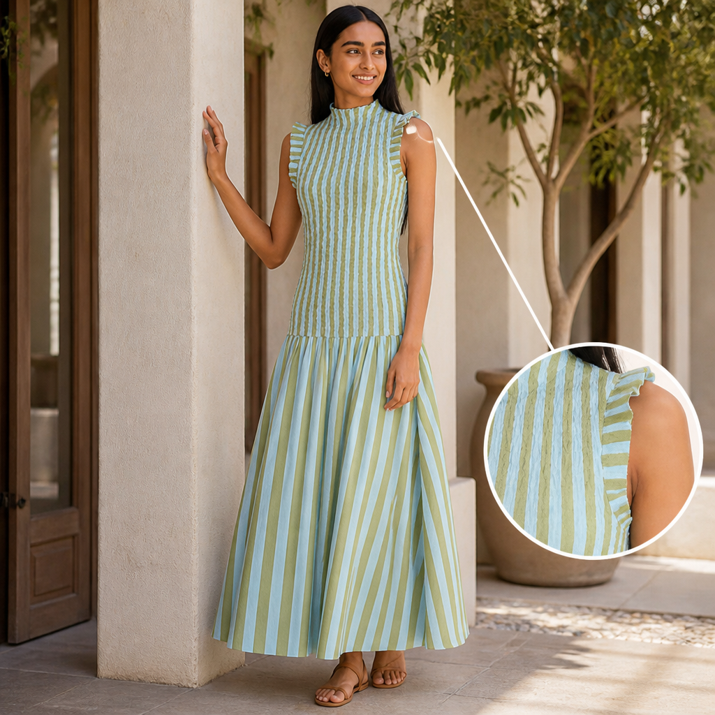 ZephyraFlow™ Stripe Maxi Dress — Own Every Curve with Effortless, Cool Confidence