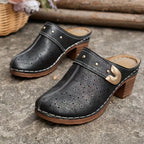 Elegant closed-toe sandals with block heels