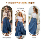ValenciaLine™ Denim Maxi Skirt — Sculpt Your Curves and Own Every Room with Effortless Grace